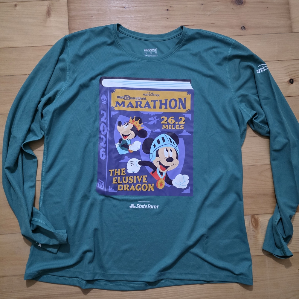 Run Disney 2026 Marathon Long Sleeve Athletic Shirt (Never Worn) Mickey Goofy